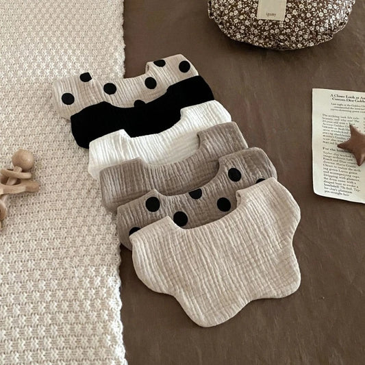 Polka Dot Flower Baby Bib Cotton Newborn Spit Up Burp Cloth Feeding Cover Washable Soft Absorbent Infant Accessories