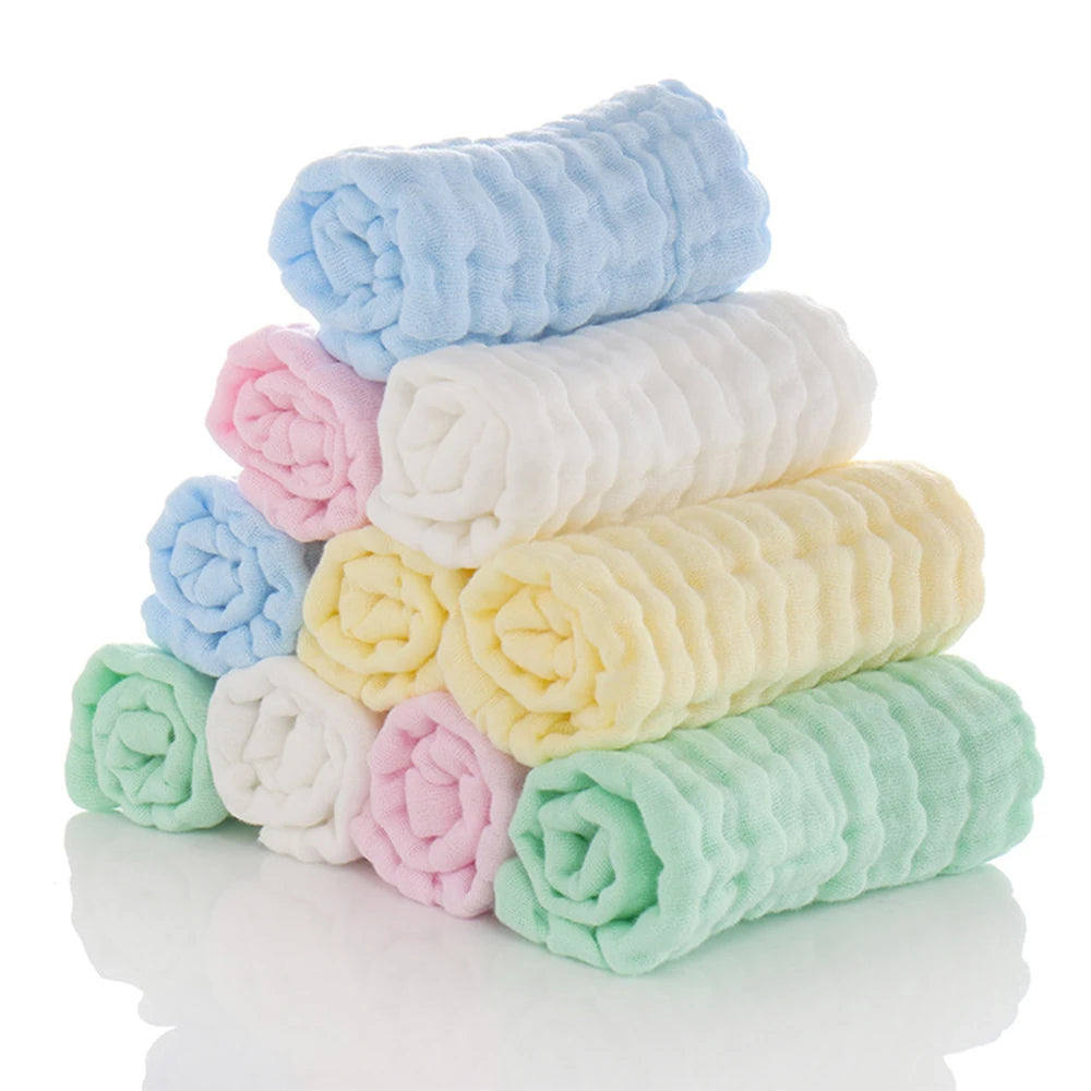 Happyflute 30*30CM 6Layer Soft Cotton Gauze Baby Cotton Cartoon Face Towel Children's Square Handkerchief Saliva Towel