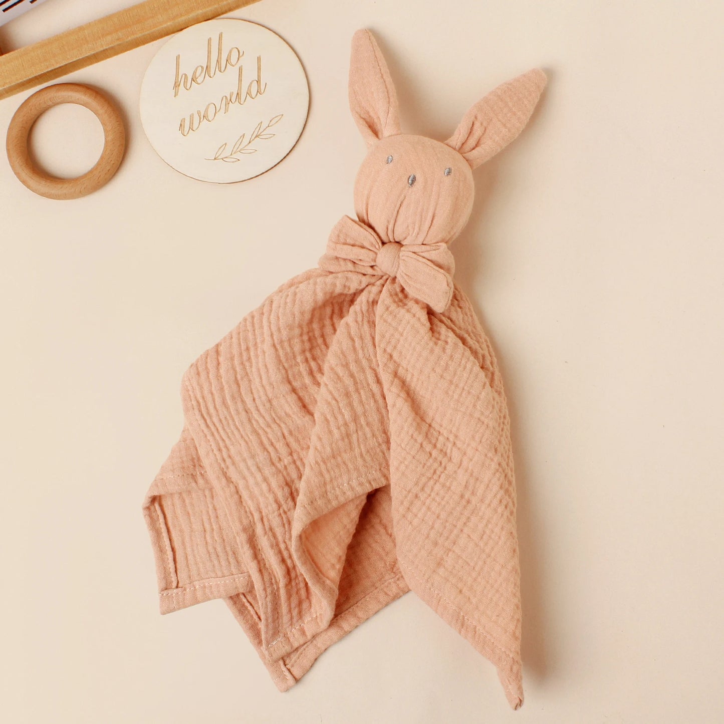 Baby  Rabbit Square Comforter Towel Elegant Bow Decor Rabbit Square Blanket For Kids Cute Embroidery Infant Saliva Towel