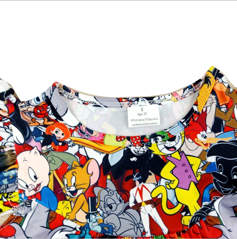 Disney Girls Dress Little Girls Red Mickey Pearl Sleeve Clothing Toddlers Cartoon Design Sleeveless Milksilk Clothes Wholesales