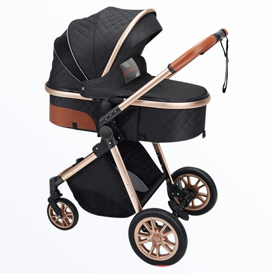 Foldable baby stroller with shock absorption function, an outdoor stroller that can be pushed in both directions