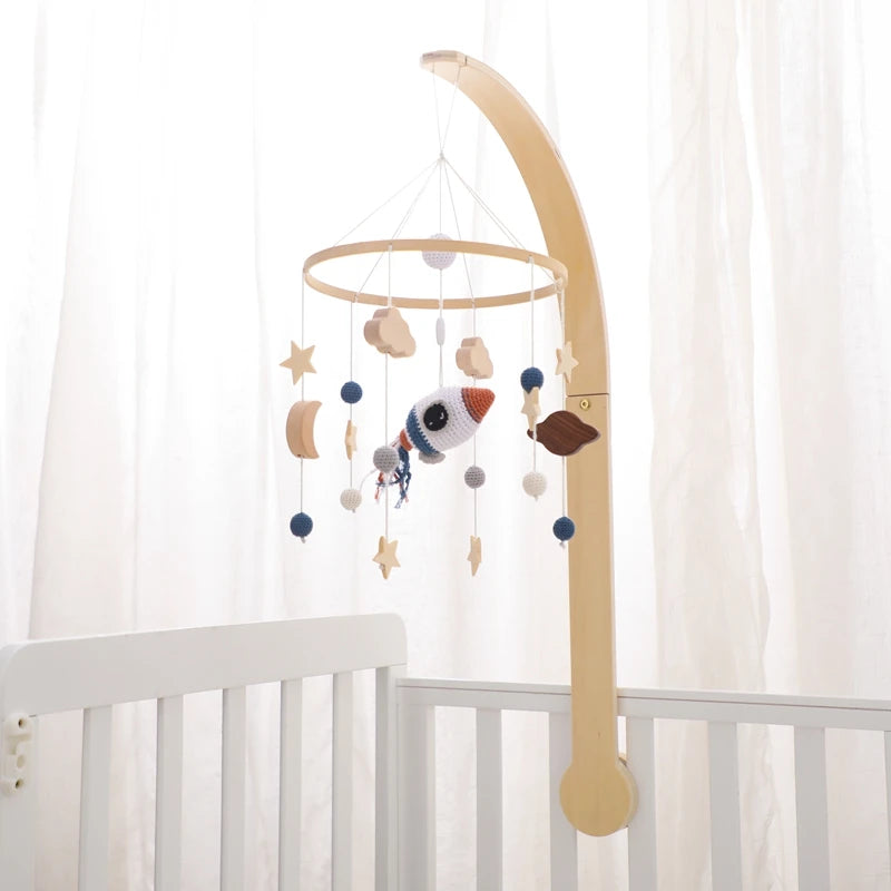 Baby Montessori Wooden Gym Frame Rattle Toys Newborn Mobile Hanging Sensory Toys Foldable Play Gym Frame Kid Holder Bracket Gift