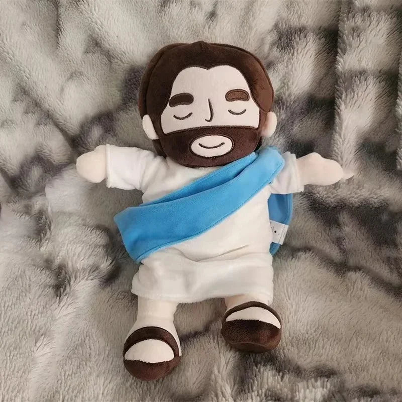 Jesus Plush Toy New Children Music Soothing Breathing Doll  Sleep Companion Toy Sound and Light Doll Holiday Gifts for Kids
