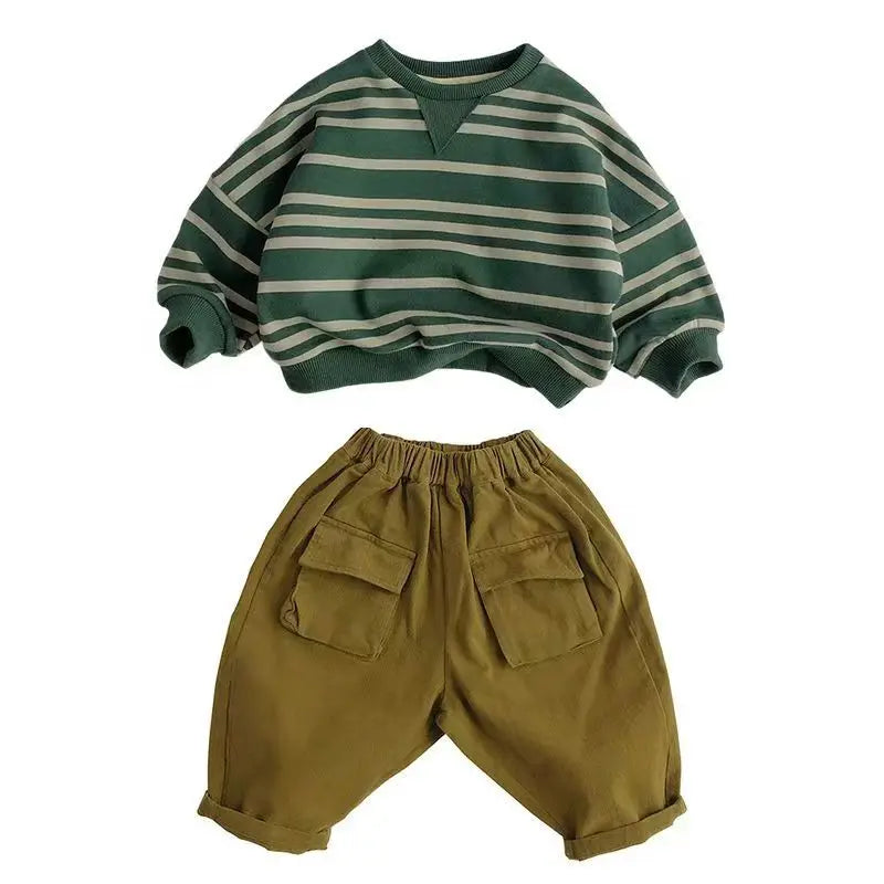 Autumn New Children Casual Striped Sweatshirt Baby Long Sleeve O-neck Tops Boys Girls Loose Sweatshirt Kids Pullover Clothes