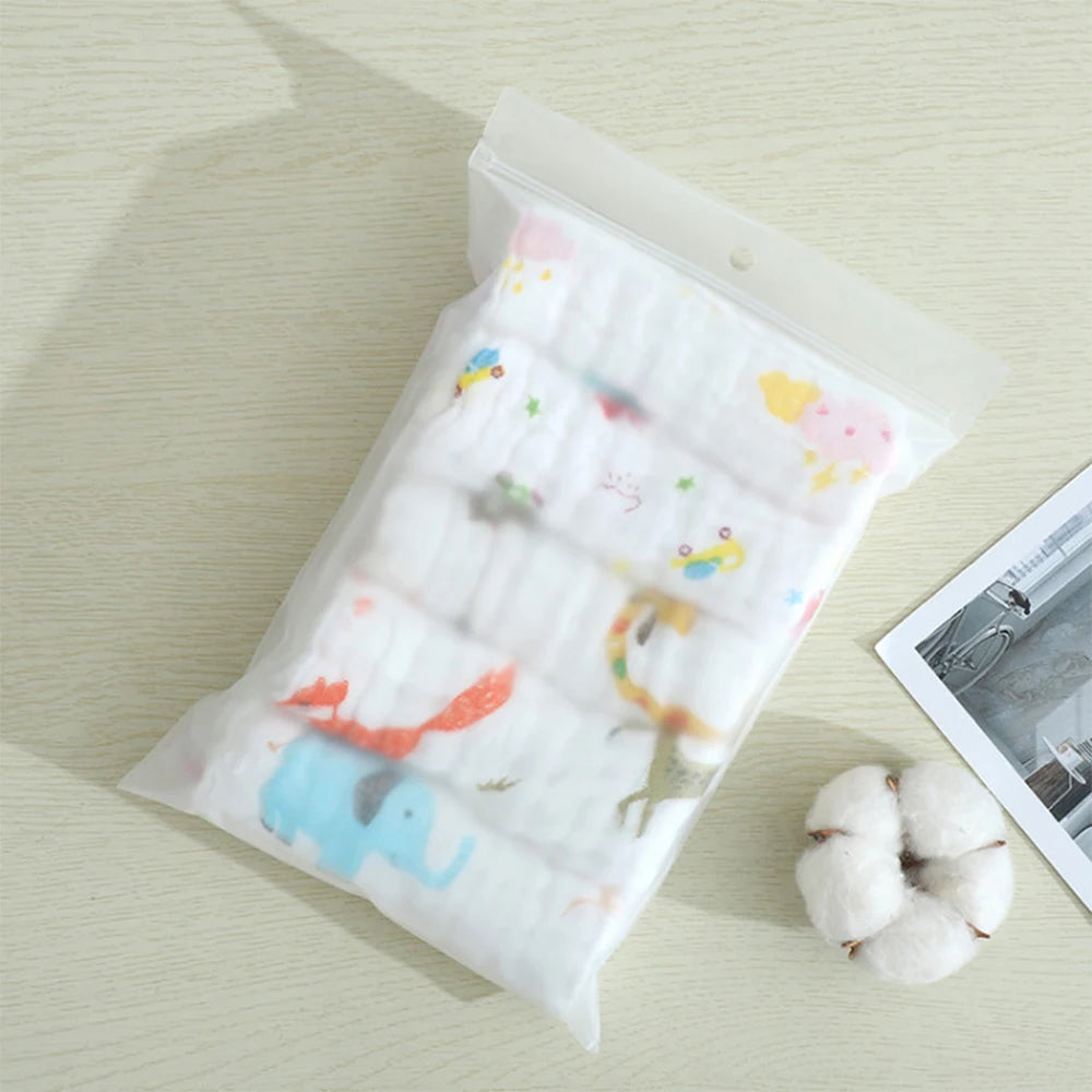 Happyflute 30*30CM 6Layer Soft Cotton Gauze Baby Cotton Cartoon Face Towel Children's Square Handkerchief Saliva Towel