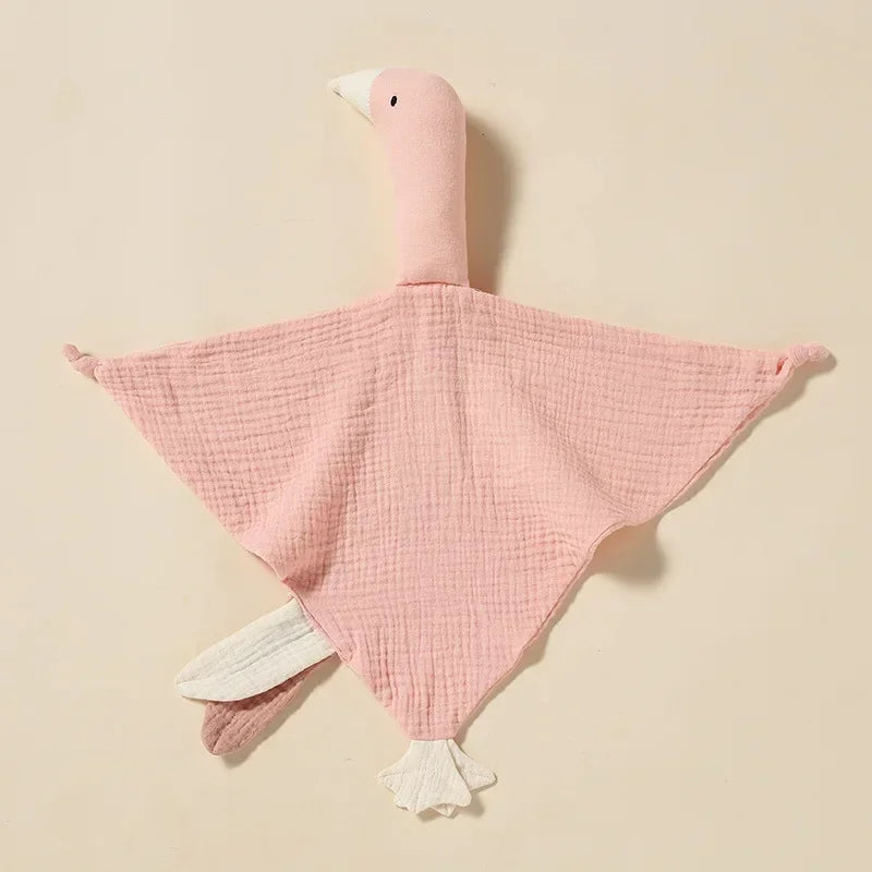 Pure Cotton Muslin Baby Bib Cute Goose Sleeping Dolls Newborn Saliva Towel Soothe Appease Towel Toddlers Burp Cloth Handkerchief
