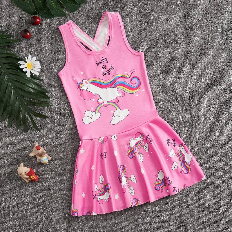 2-13 years Disney Frozen  Elsa Girls Clothes Swimsuit Swimsuit Fashion Kids Swimwear Dress And Hat For Children Unicorn