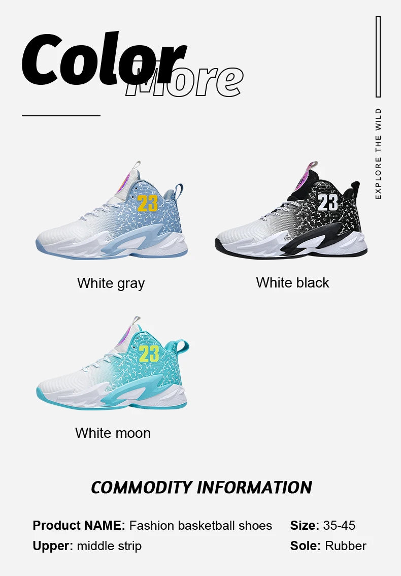Basketball Shoes Breathable   Non Slip Outdoor Fashion Unisex Sneakers