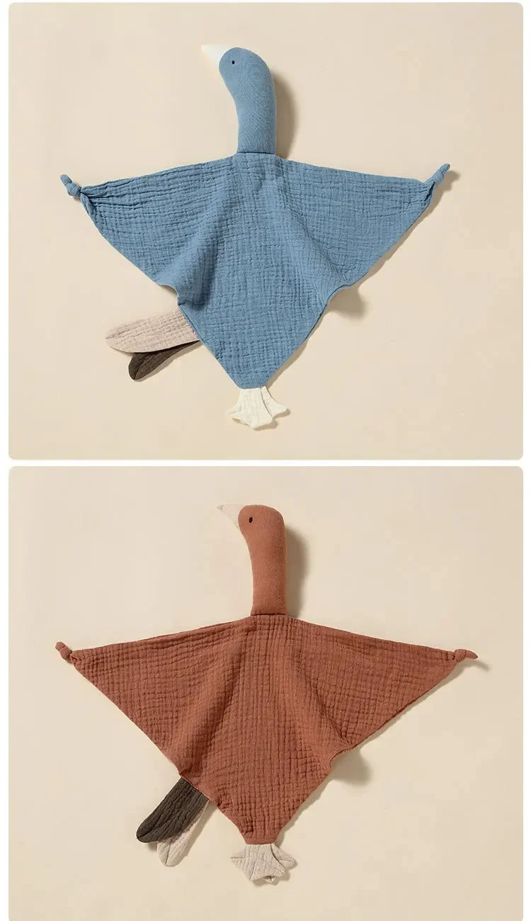 Pure Cotton Muslin Baby Bib Cute Goose Sleeping Dolls Newborn Saliva Towel Soothe Appease Towel Toddlers Burp Cloth Handkerchief