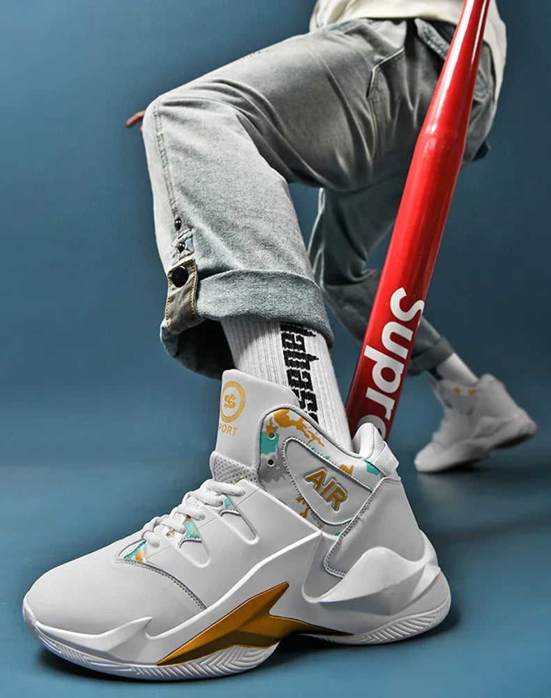 Men's  basketball shoes, breathable and non slip outdoor sports shoes, walking and running basketball shoes