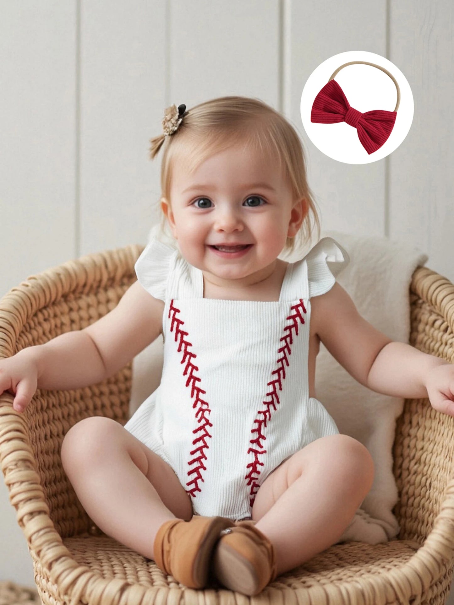 Adorable Toddler Girls Floral Print Ruffle Sleeve Romper with Matching Bow Headband Set for Summer Fashion Wear