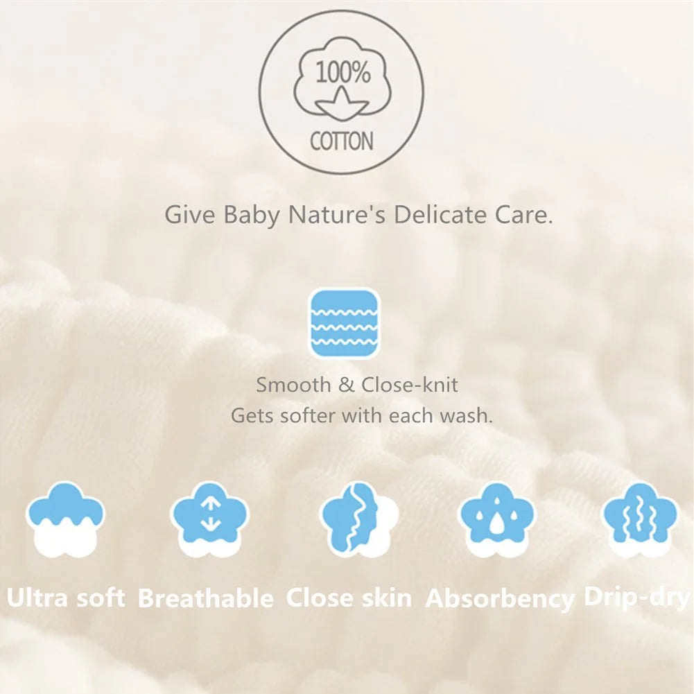 Baby Muslin Washcloths Natural Cotton Baby Wipes Soft Newborn Face Towel Sensitive Skin- Baby Registry 12*12inch Towels 2pcs
