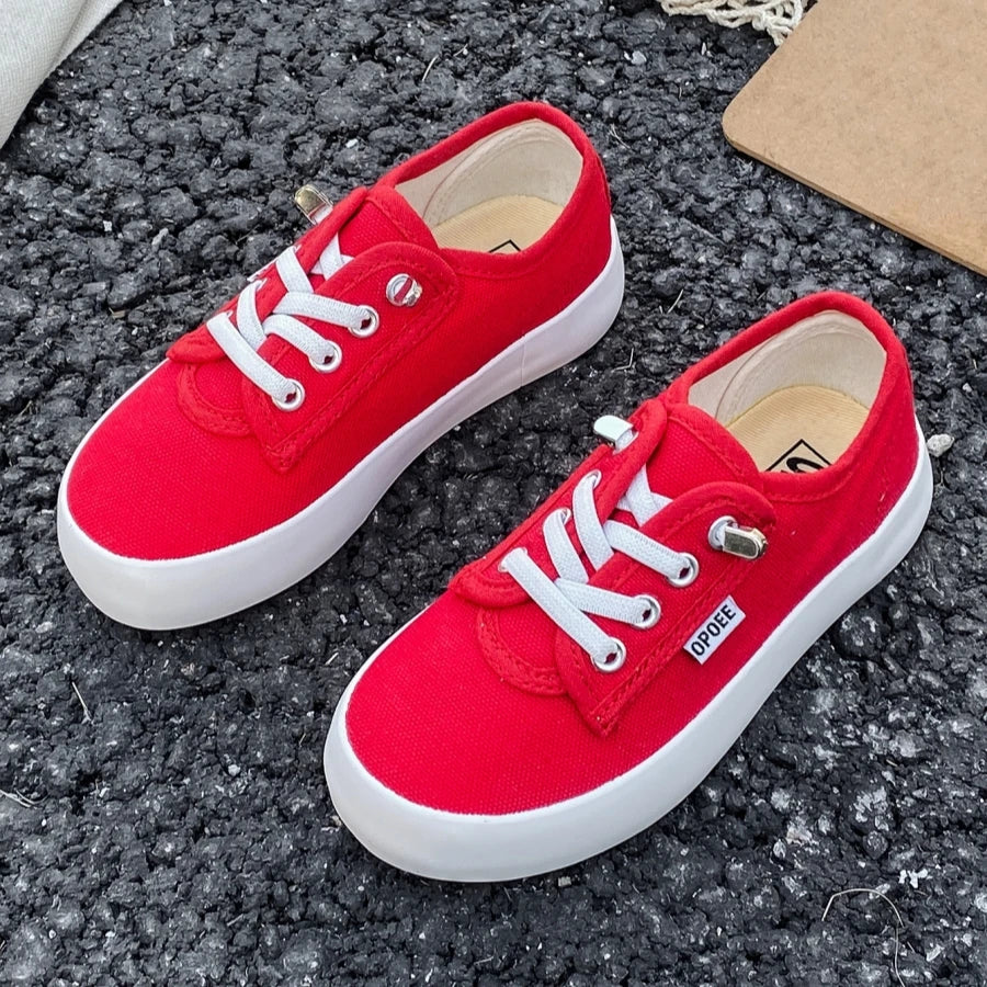 White cloth shoes baby white shoes middle sneakers children's canvas shoes Spring and autumn simple boy and girl