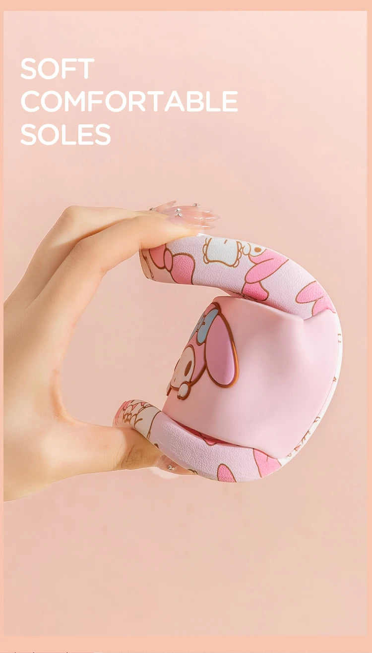 SANRIO Kuromi Cartoon Slippers Girls And Boys Indoor Non-slip Slide Shoes Outdoor Open Toe Sandals For Children Soft Comfortable