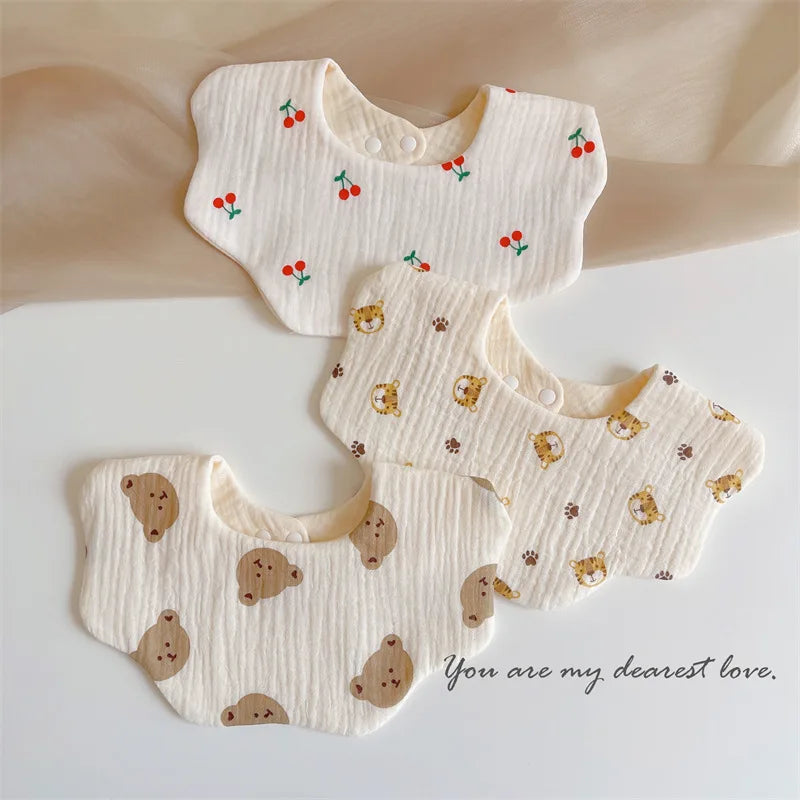 Summer Baby Cotton Gauze Waterproof Bibs Soft Cartoon Infant Bib Burp Cloths Bandana Scarf for Boy Girl Feeding Saliva Towel New