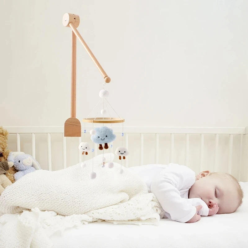 Baby Rattle Toy Bed Bell Bracket Wooden Mobile 0-12 Months Newborn Crochet Bed Bell Hanging Toys Holder Bracket Infant Crib Gift