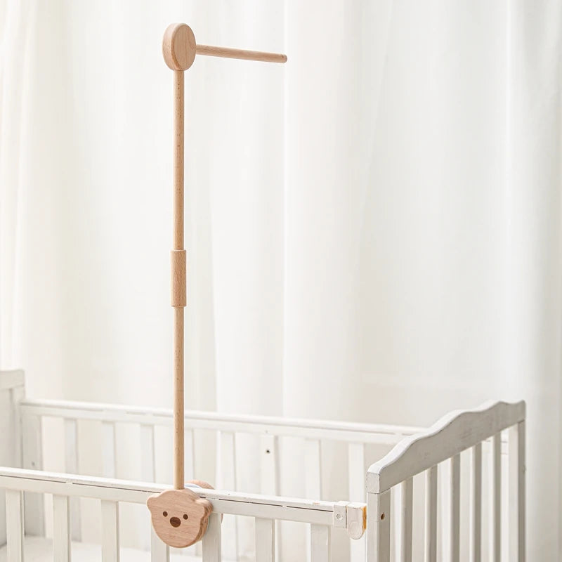 Baby Wooden Bed Bell Bend Bracket Mobile Hanging Rattles Toys Newborn Music Box Holder Bracket Infant Crib Toy Arm Bracket Gifts