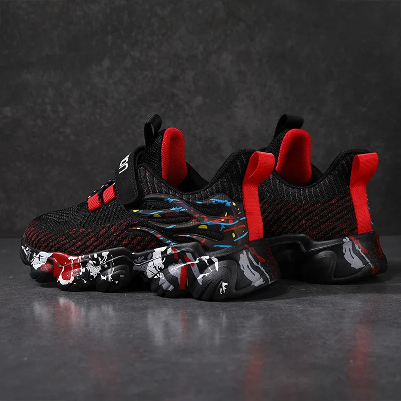 Children Fashion Breathable Hook And Loop Comfy Non-Slip Shock Absorbing Casual Sports Sneakers