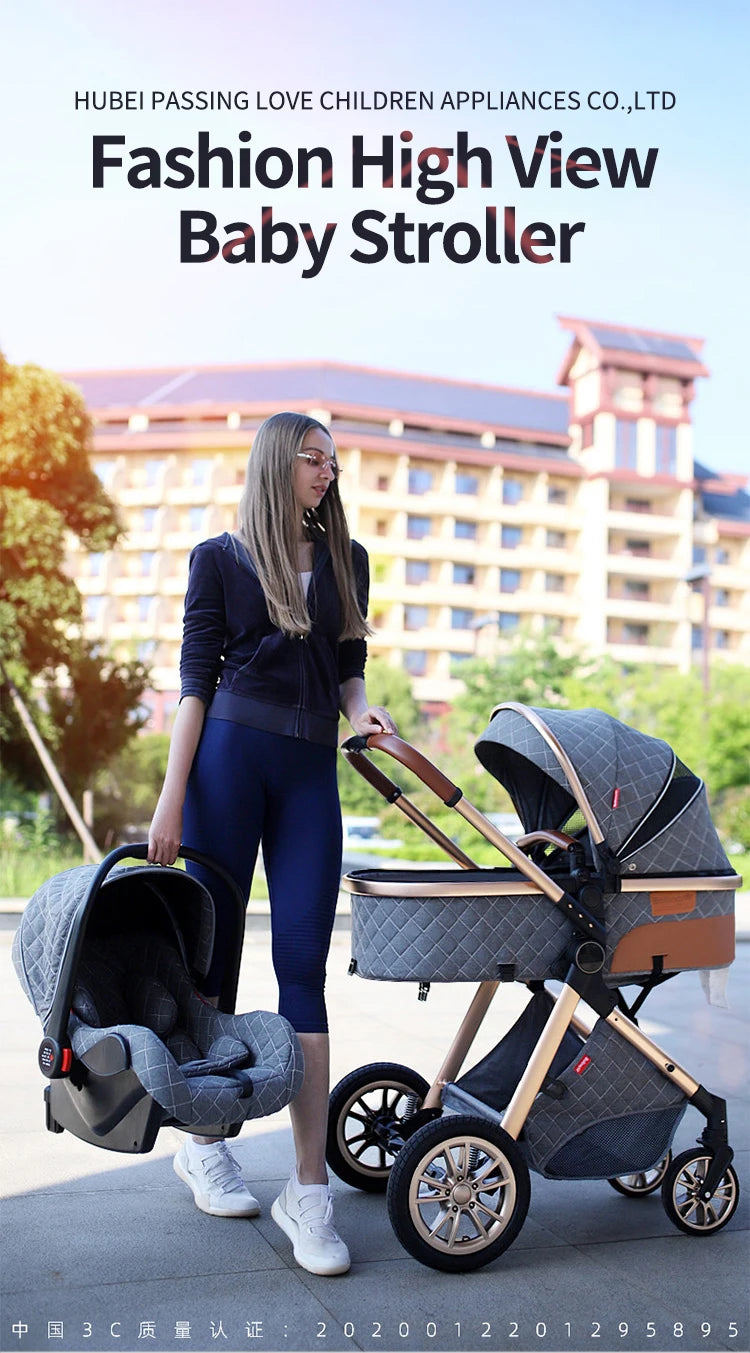 3in1 baby stroller multifunctional luxury baby stroller two-way seated and sleeping baby stroller, newborn travel baby stroller