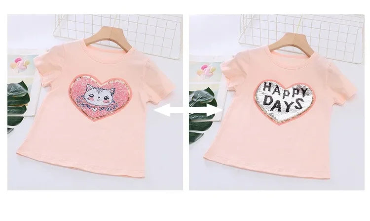 2025 New Unicorn Kids T-shirt Short sleeves Children Cotton Summer Baby Girls Tee Party Princess Girl Clothes Costumes 3-8Y