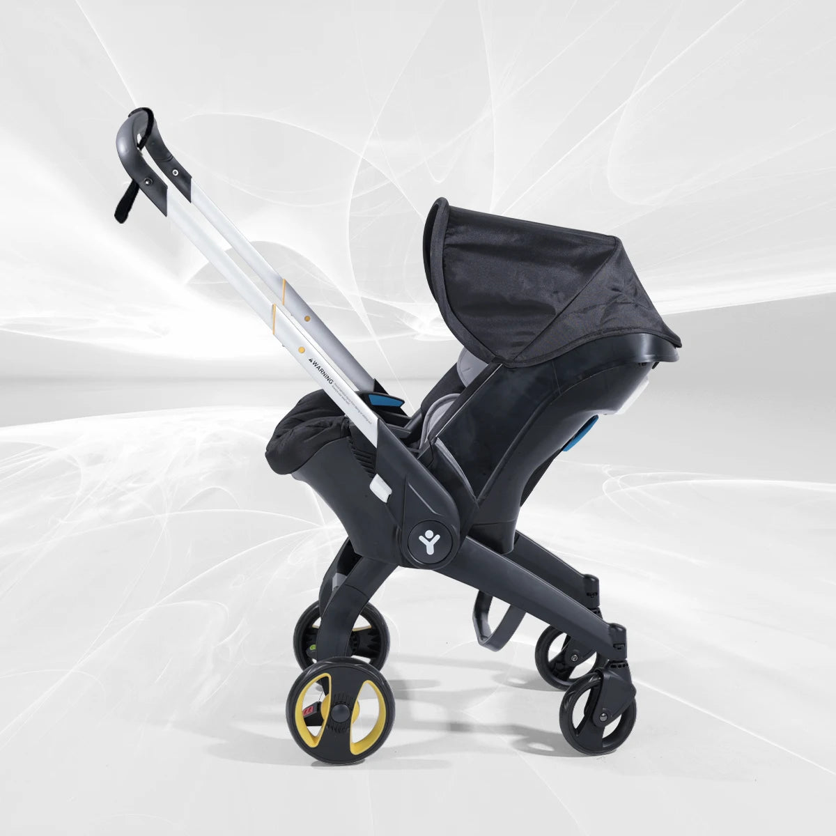 Portable, lightweight and folding baby stroller, metal frame,  can be pushed in both directions, comes with sunshade