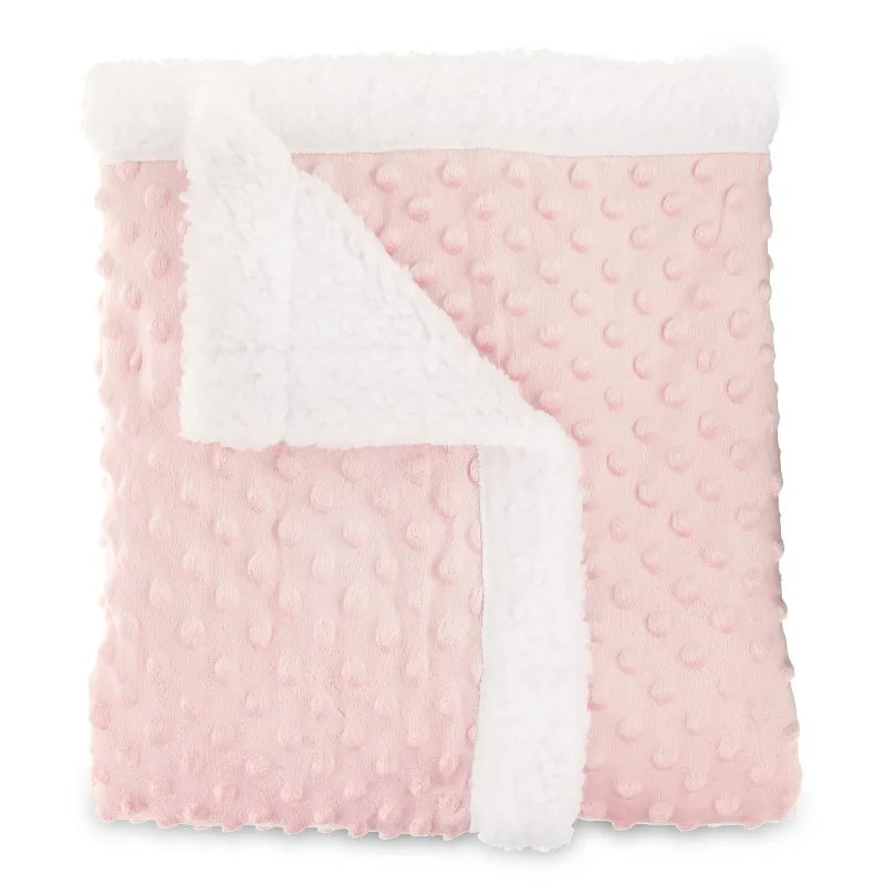 Pink Popcorn Plush Super Soft Baby Blanket, Reversible, 30" x 40", Infant Girl