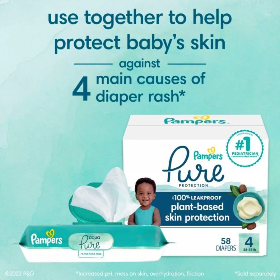 Pampers Baby Wipes Aqua Pure 99 waterbased wipes Hypoallergenic and Unscented Baby Wipes 672 Wipes Total 12 FlipTop Packs