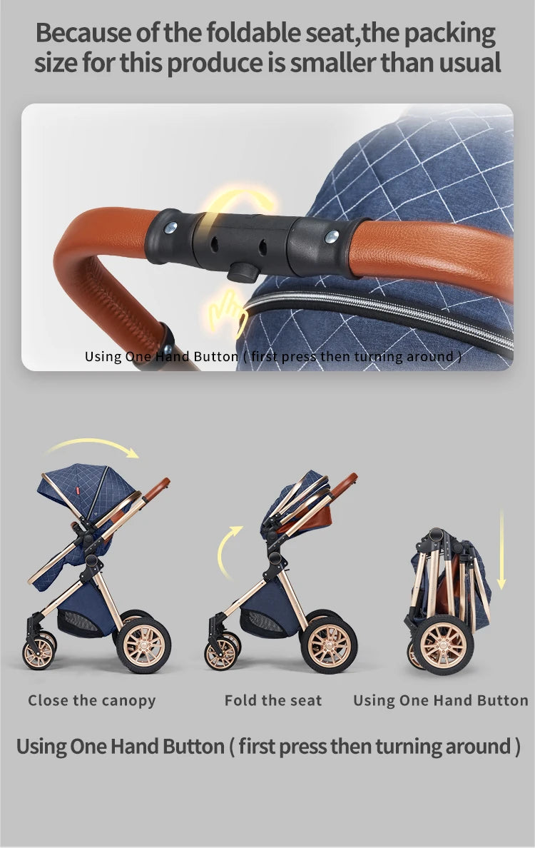 3in1 baby stroller multifunctional luxury baby stroller two-way seated and sleeping baby stroller, newborn travel baby stroller