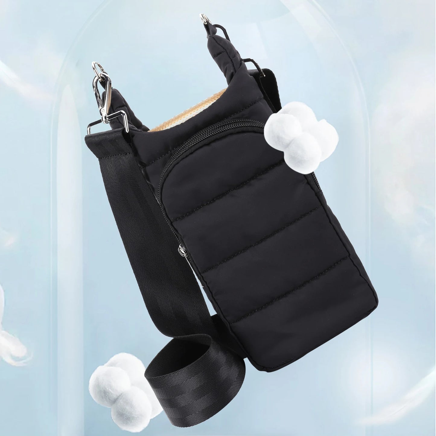 Water Bottle Holder Adjustable Wide Strap Water Bottle Carrier Portable Water Bottle Puffer Tote Soft for Outdoor Travel
