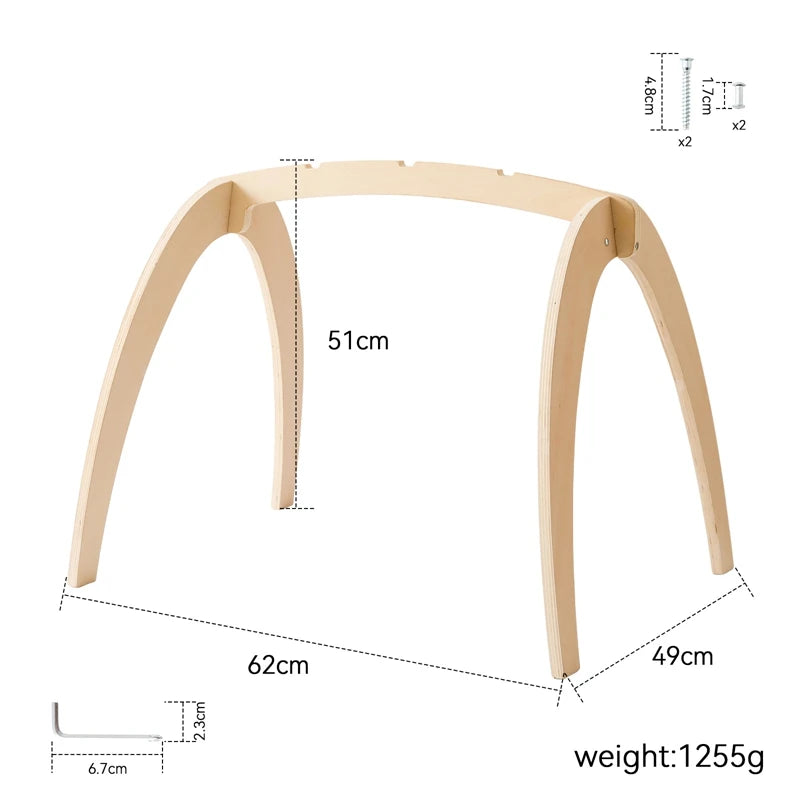 Baby Montessori Wooden Gym Frame Rattle Toys Newborn Mobile Hanging Sensory Toys Foldable Play Gym Frame Kid Holder Bracket Gift