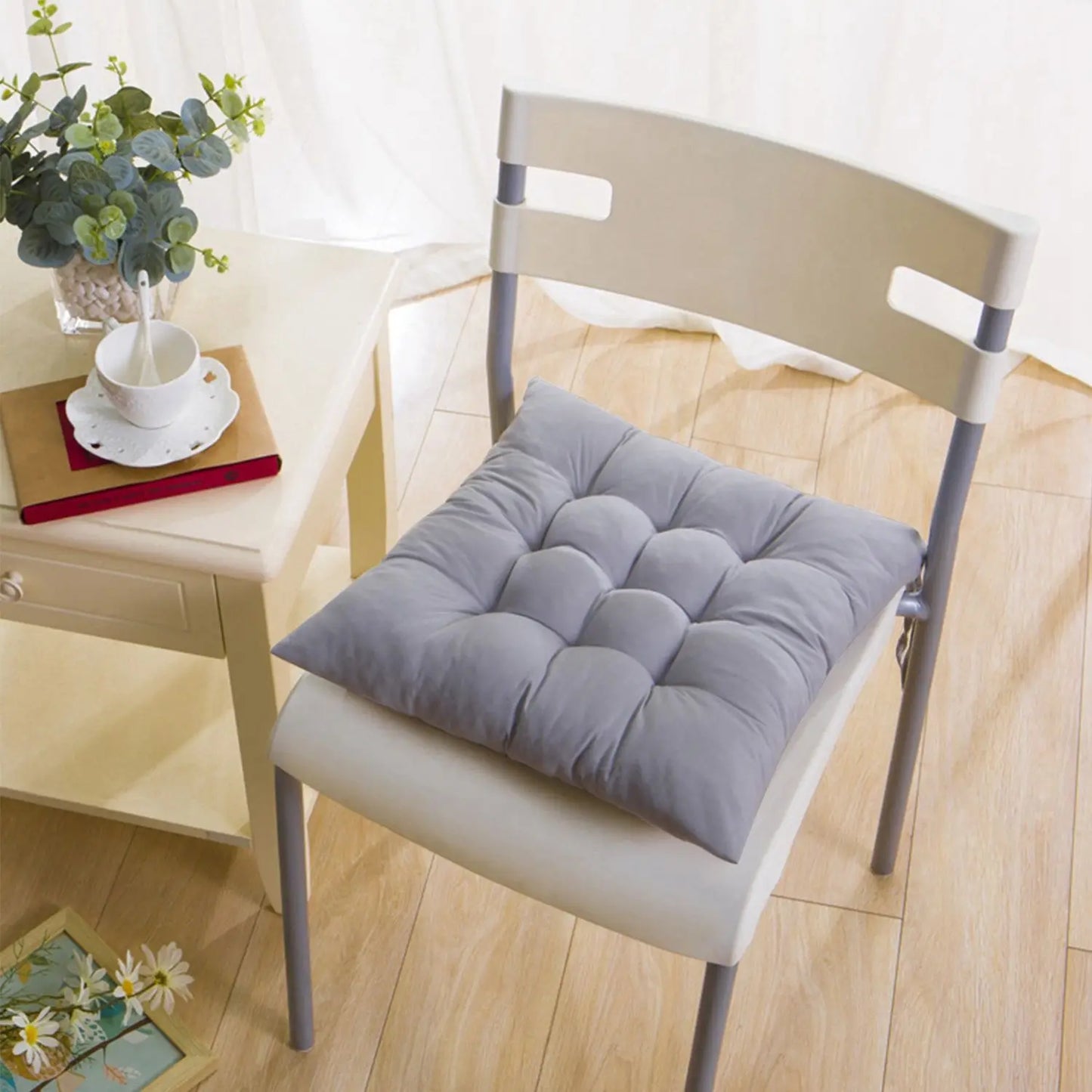 4Pcs Chair Cushion Pads Pillow Soft Tie On Square Sitting Mats For Home Office Car Sitting Travel