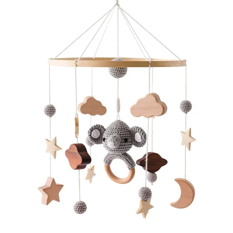 Baby Rattle Toy Bed Bell Bracket Wooden Mobile 0-12 Months Newborn Crochet Bed Bell Hanging Toys Holder Bracket Infant Crib Gift