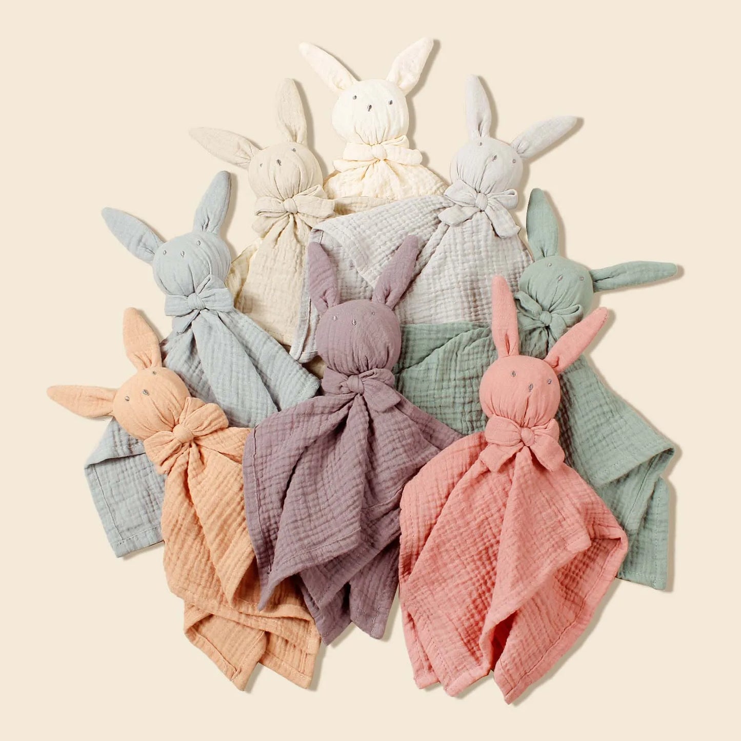 Baby  Rabbit Square Comforter Towel Elegant Bow Decor Rabbit Square Blanket For Kids Cute Embroidery Infant Saliva Towel