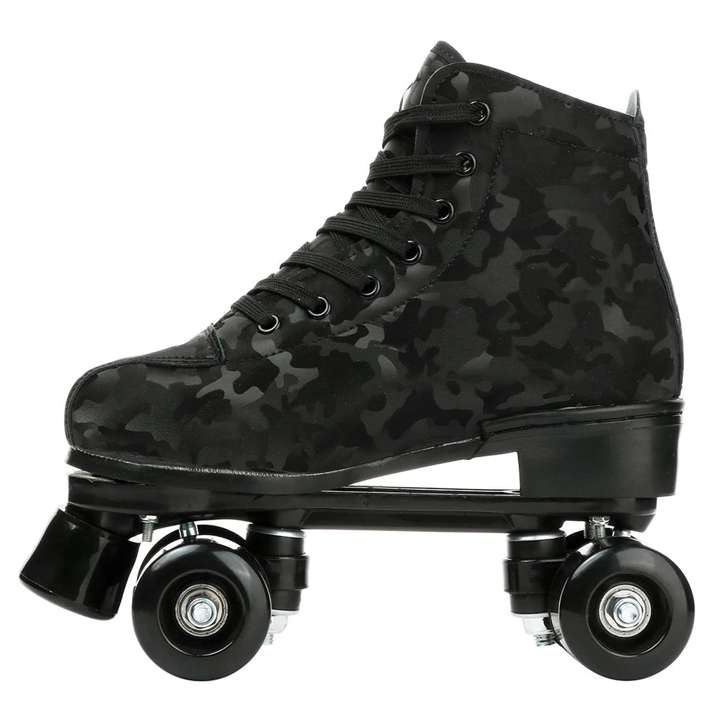 Outdoor Roller Skates Sports Double Row Skates Quad 4 Wheels Skating   Flashing Roller Skates Shoes for Youth Boys Girls