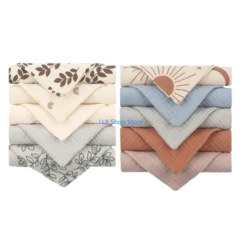 T8UD 10Pcs Baby Towel Set High Absorb Handkerchief Newborn Bath Towel Burp Cloth