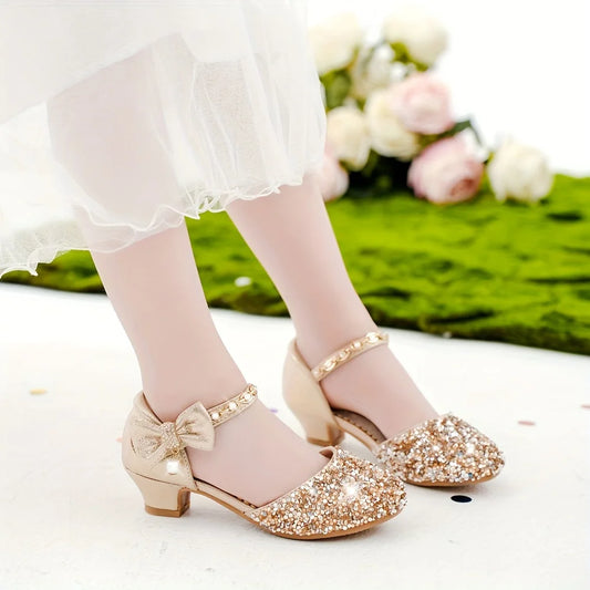 Kids Girls Heel Sandals Toddler Dress Shoes Sequin Wedding Party Summer Girl Little Kid Sandals Dance