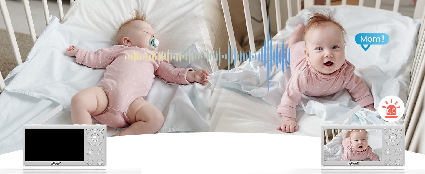 ieGeek Baby Monitor with 2 Cameras, Split-Screen Video Baby Monitor with Audio and 1080P Camera 4.3" Screen - Night Vision, Two-